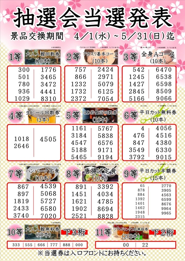 【17周年抽選会　当選発表】につきまして